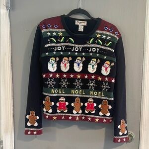 Vintage Reference‎ Point Christmas Holiday Sweater with Festive Embroidery